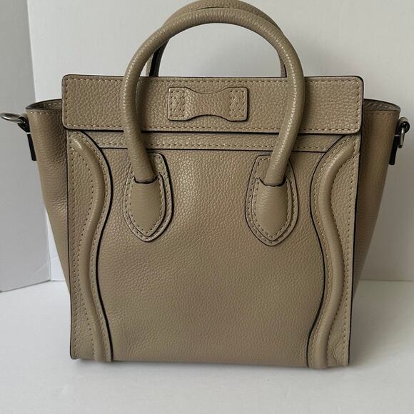Celine Nano Luggage Handbag in Taupe Grained Leather Authentic - Picture 13 of 14